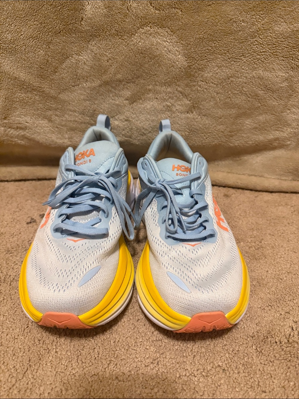 Hoka Women's Light Blue & Yellow Bondi-Style Running Shoes - Picture 2 of 5